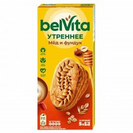 Печенье витаминизированное BELVITA "Утреннее" с фундуком и медом 225 г, 9001211