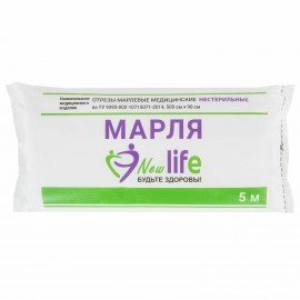 Марля медицинская отбеленная NEW LIFE отрез 5 м, плотность 36 (±2) г/м2