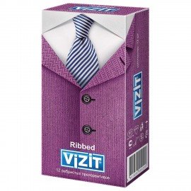 Презервативы латексные VIZIT Ribbed, комплект 12 шт., с ребрами, 101010321