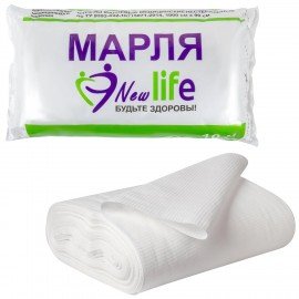 Марля медицинская отбеленная NEW LIFE отрез 10 м, плотность 36 (±2) г/м2, 94263