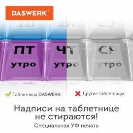 ТАБЛЕТНИЦА / Контейнер для лекарств и витаминов "7 дней/4 приема", ПРОЗРАЧНЫЙ, DASWERK, 630845