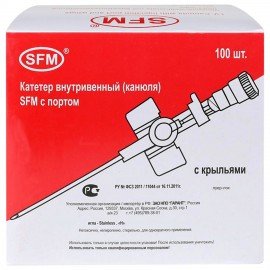 Катетеры внутривенные с портом SFM 0,90 х 25 - 22G, КОМПЛЕКТ 100 штук