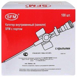 Катетеры внутривенные с портом SFM 0,70 х 19 - 24G, КОМПЛЕКТ 100 штук