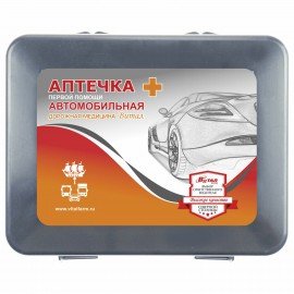 Аптечка первой помощи автомобильная по приказу № 260н ВИТАЛФАРМ, пластиковый бокс, ш/к 54054