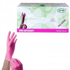 Перчатки нитриловые смотровые SFM Supersoft PINK, 100 пар (200 шт.), размер M (средний), розовые