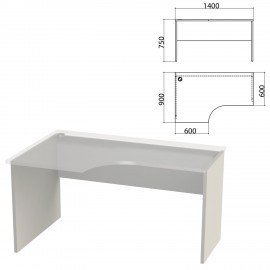 Каркас стола эргономичного "Этюд",1400х900х750 мм, левый, серый, 401671-03