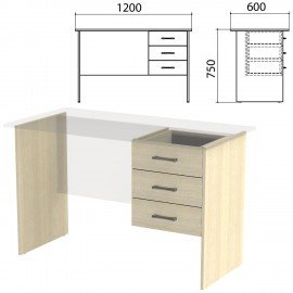 Каркас к столам письменным с тумбой "Канц" 1200х600х750 мм, цвет дуб молочный, СК27.15.2