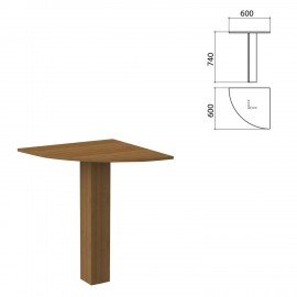 Стол приставной угловой "Бюджет", 600х600х740 мм, орех французский, 402664-190