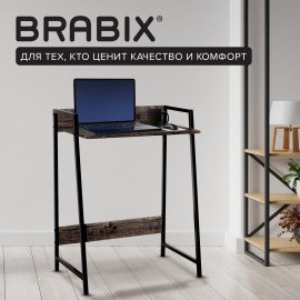 Стол на металлокаркасе BRABIX "LOFT CD-003", 640х420х840 мм, цвет морёный дуб, 641215