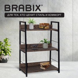 Стеллаж на металлокаркасе BRABIX "LOFT SH-002", 600х350х845 мм, цвет морёный дуб, 641231