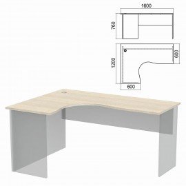 Стол компактный ЧАСТЬ 1 "Арго", 1600х1200х760 мм, левый, ясень шимо