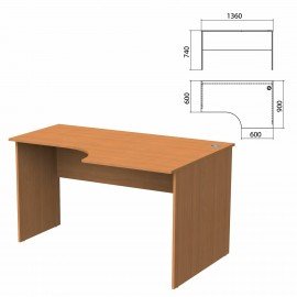 Стол письменный эргономичный "Бюджет", 1360х900х740 мм, правый, груша ароза, 402663-336