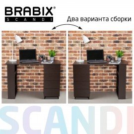 Стол письменный/компьютерный BRABIX "Scandi CD-016", 1100х500х750мм, 4 ящика, венге, 641893, ЦБ013707-3