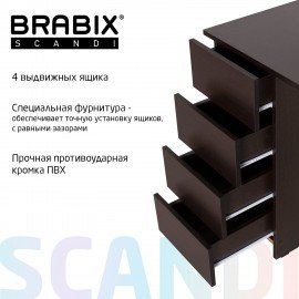 Стол письменный/компьютерный BRABIX "Scandi CD-016", 1100х500х750мм, 4 ящика, венге, 641893, ЦБ013707-3