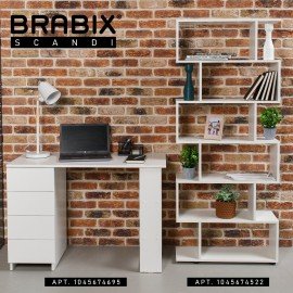 Стеллаж BRABIX "Scandi SH-008", 730х250х1760 мм, 6 секций, ЛДСП, белый, 641897, ЦБ013658-1