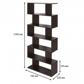 Стеллаж BRABIX "Scandi SH-008", 730х250х1760 мм, 6 секций, ЛДСП, венге, 641899, ЦБ013658-3