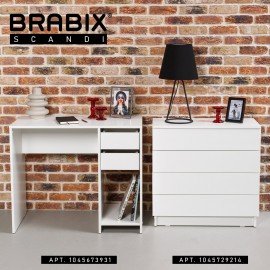 Комод BRABIX "Scandi CM-001", 750х330х730 мм, 4 ящика, ЛДСП, белый, 641900, ЦБ013659 -1