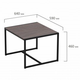 Стол журнальный "Систа", 640х590х460 мм, ЛОФТ, металл/ЛДСП ясень анкор темный