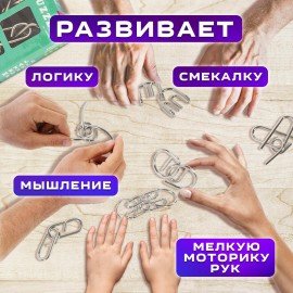 Головоломки металлические ЗОЛОТАЯ СКАЗКА (уровень сложности "ПРОФИ"), набор 6 штук, 662090