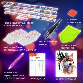 Картина стразами (алмазная мозаика) 40х50 см, ОСТРОВ СОКРОВИЩ "Индейская лиса", без подрамника, 662412
