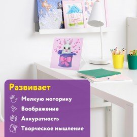 Картина стразами (алмазная мозаика) 20х20 см, ЮНЛАНДИЯ "Заяц в шляпе", картон, 662435