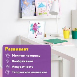 Картина стразами (алмазная мозаика) 20х20 см, ЮНЛАНДИЯ "Фламинго", в деревянной рамке, 662438