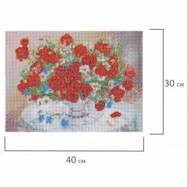 Картина стразами (алмазная мозаика) 30х40 см, ОСТРОВ СОКРОВИЩ "Маки", без подрам., 663861