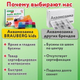 Аквамозаика 30 цветов 12000 бусин, с трафаретами, инструментами, аксессуарами, BRAUBERG KIDS, 664917