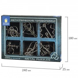 Головоломки металлические большие ЗОЛОТАЯ СКАЗКА, набор 6 штук, HIGH level, 664927