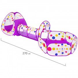 Детская игровая палатка-лабиринт с тоннелем и сухим бассейном, 90x190x270 см, BRAUBERG KIDS, 665172