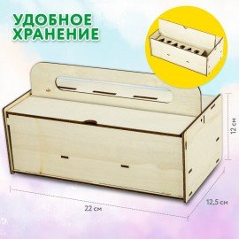 Сортер деревянный развивающий 4 в 1 "Волшебный сундучок", карточки, фигуры, BRAUBERG KIDS, 665265