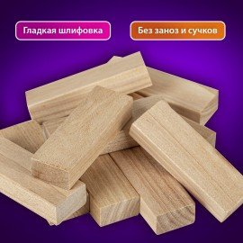 Игра настольная "БАШНЯ", 54 деревянных блока, BRAUBERG HOBBY, 665492