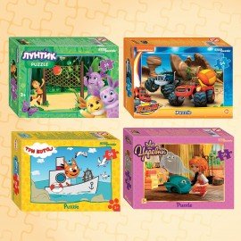 Пазлы картонные 54 элемента "Лицензионные сюжеты", КОМПЛЕКТ 30 шт., поле 17,5х13 см