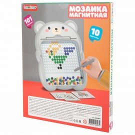 Мозаика магнитная развивающая для детей "Медвежонок", стилус, 101 магнит, 10 карточек, BAMBOX, 665891