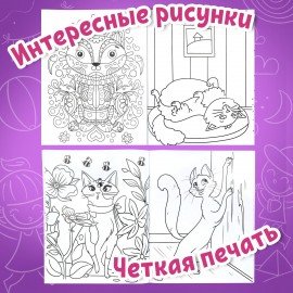 Раскраска для девочки "КОТЯТА", 242х300 мм, 80 стр., ПП, 38825