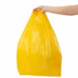 Пакет "майка" КОМПЛЕКТ 100 штук, 38+20х70, ПНД желтый, 25 мкм, LAIMA, 700791