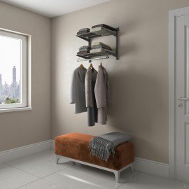 Гардеробная система BASIC G60S, 530х640х350 мм, 2 полки, 1 штанга, графит, S70299913415