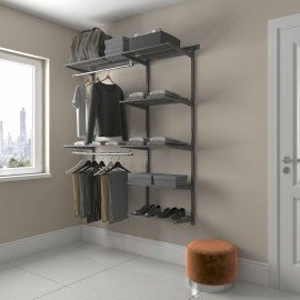 Гардеробная система OPTIMA G150, 2050х1540х450 мм, 7 полок, 2 штанги, графит, S70299917515