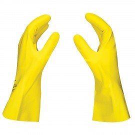 Перчатки латексные SCAFFA Луч, КЩС, хлопчатобумажное напыление, р. 10, XL, желтые, шк, 00-01017719