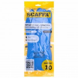 Перчатки нитриловые SCAFFA Практик, КЩС, хлопчатобумажное напыление, р. 10, XL, синие, 00-01017723