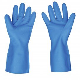 Перчатки нитриловые SCAFFA Практик, КЩС, хлопчатобумажное напыление, р. 9, L, синие,, 00-01017722