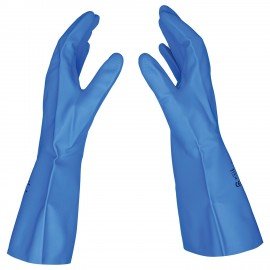 Перчатки нитриловые SCAFFA Практик, КЩС, хлопчатобумажное напыление, р. 9, L, синие,, 00-01017722