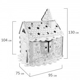 Картонный игровой развивающий Домик-раскраска "Новогодний", высота 130 см, BRAUBERG kids, 880365