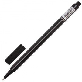 Ручка капиллярная (линер) BRAUBERG "Aero", ЧЕРНАЯ, ВЫГОДНЫЙ КОМПЛЕКТ 12 штук, трехгранная, 880466