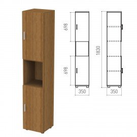 Шкаф полузакрытый "Канц", 350х350х1830 мм, цвет орех пирамидальный (КОМПЛЕКТ)