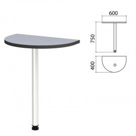 Стол приставной полукруг "Монолит", 600х400х750 мм, цвет серый (КОМПЛЕКТ)