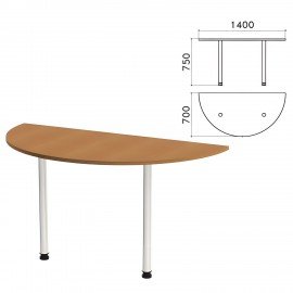 Стол приставной полукруг "Монолит", 1400х700х750 мм, цвет орех гварнери (КОМПЛЕКТ)