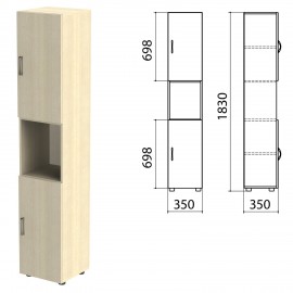 Шкаф полузакрытый "Канц", 350х350х1830 мм, цвет дуб молочный (КОМПЛЕКТ)
