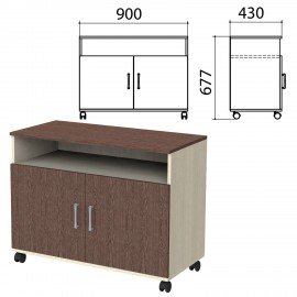 Тумба для оргтехники "Канц", 900х430х620 мм, 2 двери, цвет дуб молочный/венге (КОМПЛЕКТ)