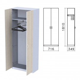 Шкаф для одежды "Бюджет", 716х349х1810 мм, дуб шамони светлый (КОМПЛЕКТ)